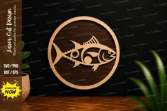 Bass Fish Circle Frame Laser Cut SVG File bass fish svg Product Image 1