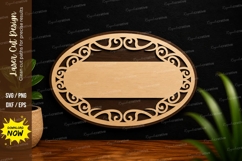 Elegant Oval Monogram Frame Laser Cut SVG File oval frame sv Product Image 1