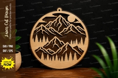 Mountain Landscape Round Ornament Laser Cut SVG File mountai Product Image 1