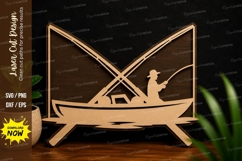 Fishing Boat Lake Adventure Laser Cut SVG File fishing boat Product Image 1