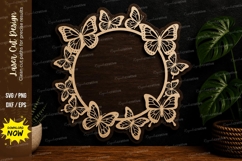 Butterfly Round Frame laser cut svg File butterfly round Product Image 1