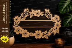 Floral Name Frame laser cut svg File floral name frame laser Product Image 1