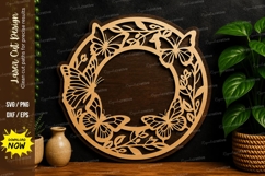 Butterfly Circle Frame laser cut svg File butterfly circle Product Image 1