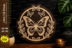 Butterfly Oval Frame laser cut svg File butterfly oval frame Product Image 1