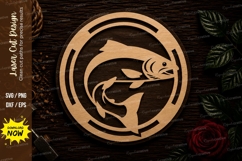 Jumping Fish Circle Ornament Laser Cut SVG File fish ornamen Product Image 1