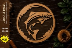 Jumping Fish Circle Ornament Laser Cut SVG File jumping fish Product Image 1