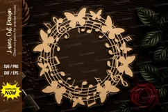 Music Notes Butterfly Wreath Laser Cut SVG File music wreath Product Image 1