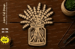 Lavender Mason Jar Floral Laser Cut SVG File lavender mason Product Image 1