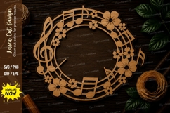 Music Notes Floral Wreath Laser Cut SVG File music wreath Product Image 1