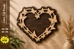 Butterfly Heart Frame laser cut svg File butterfly heart Product Image 1