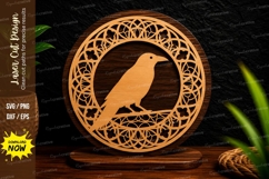 Perched Bird Round Ornament Laser Cut SVG File perched bird Product Image 1