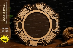 Drum Circle Music Frame Laser Cut SVG File drum frame svg, Product Image 1