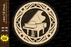 Grand Piano Round Frame Laser Cut SVG File grand piano svg, Product Image 1