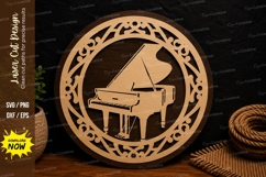 Elegant Piano Mandala Ornament Laser Cut SVG File piano mand Product Image 1