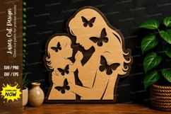 Mother Child Butterfly Art laser cut svg File mother child Product Image 1