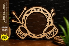 Drumsticks And Drum Frame Laser Cut SVG File drumsticks fram Product Image 1