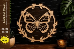 Butterfly Laurel Wreath laser cut svg File butterfly laurel Product Image 1