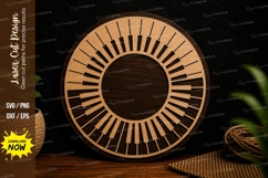 Piano Keys Circle Frame Laser Cut SVG File piano keys frame Product Image 1