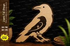 Crow Bird Circle Frame Laser Cut SVG File crow circle svg, Product Image 1