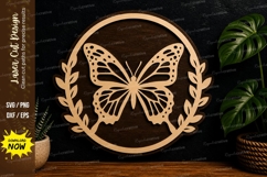 Butterfly Circle Frame laser cut svg File butterfly circle Product Image 1