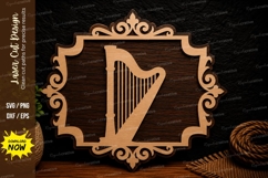Celtic Harp Decorative Frame Laser Cut SVG File celtic harp Product Image 1