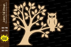 Owl Tree Nature Scene Laser Cut SVG File owl tree svg, owl Product Image 1