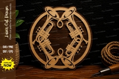 Trumpet Circle Frame Laser Cut SVG File trumpet frame svg, Product Image 1