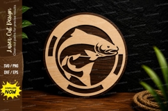Jumping Fish Round Ornament Laser Cut SVG File jumping fish Product Image 1