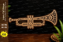 Decorative Trumpet Silhouette Laser Cut SVG File trumpet svg Product Image 1
