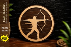 Archer Silhouette Round Ornament Laser Cut SVG File archer Product Image 1