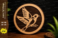 Flying Bird Circle Ornament Laser Cut SVG File flying bird Product Image 1