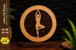 Yoga Tree Pose Circle Ornament Laser Cut SVG File yoga tree Product Image 1