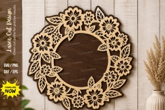 Floral Round Wreath laser cut svg File floral round wreath Product Image 1