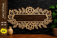 Floral Name Plate Frame laser cut svg File floral name plate Product Image 1