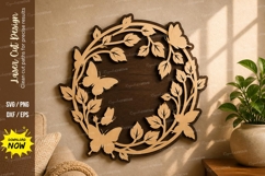 Leaf Butterfly Wreath laser cut svg File leaf butterfly Product Image 1
