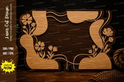 Floral Scroll Rectangle Frame Laser Cut SVG Design floral fr Product Image 1