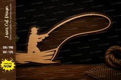 Fishing Cast Silhouette Laser Cut SVG Design fishing svg Product Image 1