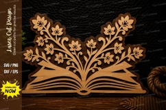 Floral Book Laser Cut SVG Design book svg, open book flowers Product Image 1