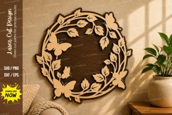 Butterfly Leaf Circle Wreath laser cut svg File butterfly Product Image 1
