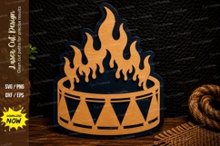 Flaming Drum Laser Cut SVG Design drum svg, flaming drum Product Image 1