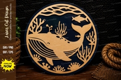 Whale Ocean Round Laser Cut SVG Design whale svg, ocean whal Product Image 1