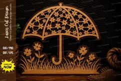 Floral Umbrella Laser Cut SVG Design umbrella svg, floral Product Image 1