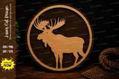 Moose Round Wildlife Laser Cut SVG Design moose svg, moose Product Image 1