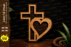 Cross and Heart Faith Laser Cut SVG Design cross heart svg, Product Image 1