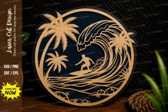 Ocean Wave Surfer Laser Cut SVG Design surfing svg, ocean Product Image 1