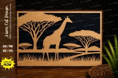 Giraffe Safari Landscape Laser Cut SVG Design giraffe svg Product Image 1
