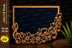 Music Floral Frame Laser Cut SVG Design music frame svg, Product Image 1