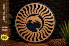 Dolphin Sun Round Laser Cut SVG Design dolphin svg, dolphin Product Image 1