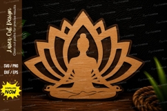 Meditating Buddha Lotus Laser Cut SVG Design buddha lotus sv Product Image 1