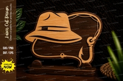 Fishing Hat and Hook Laser Cut SVG Design fishing svg, fishi Product Image 1